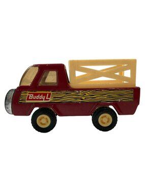 Vintage 70s Buddy L Red Stake Bed Pick Up Truck Japan Metal Plastic Toy Vehicle
